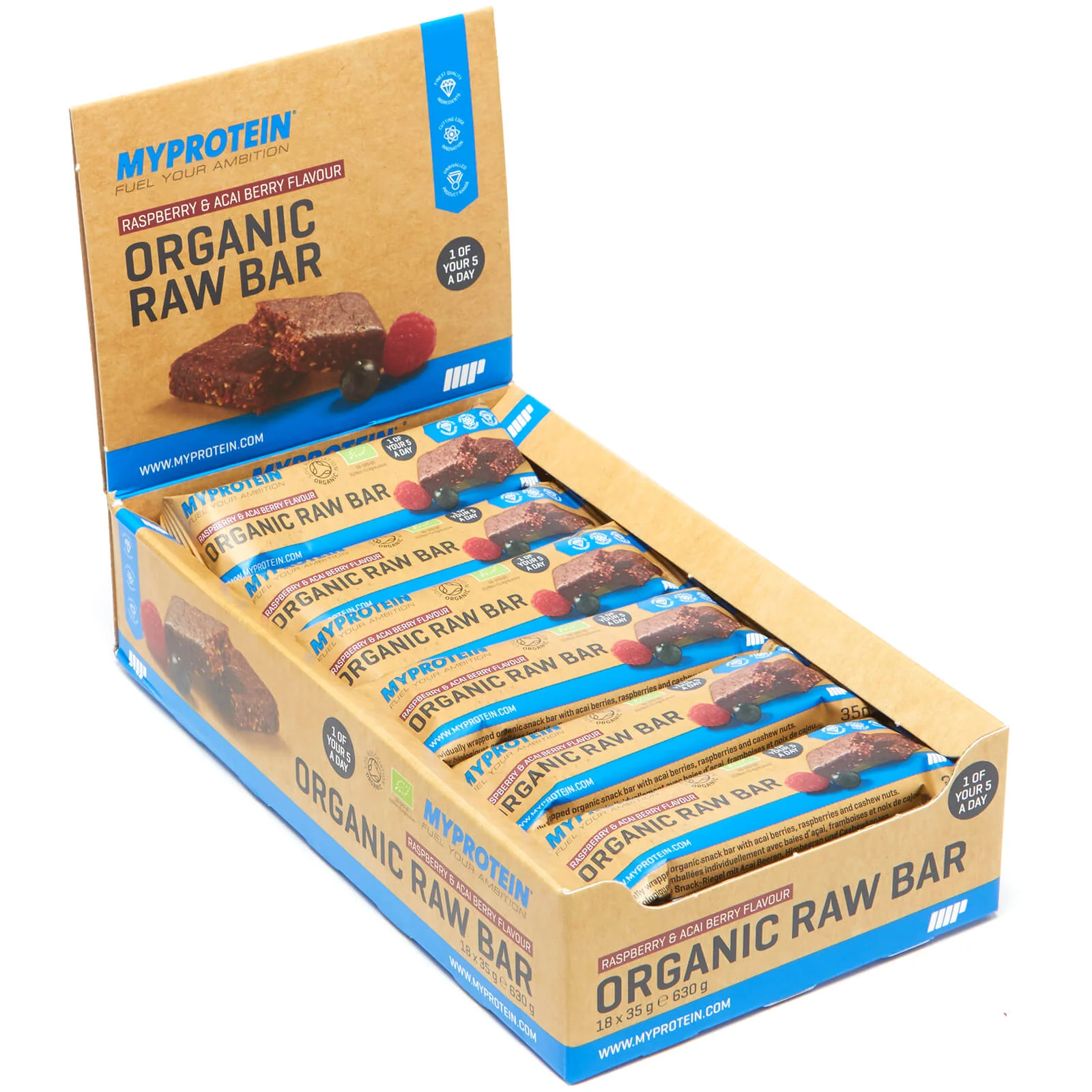 Myprotein Organic Raw Bar - 18 x 35g - توت العليق العضوي وتوت آساي الصورة 1