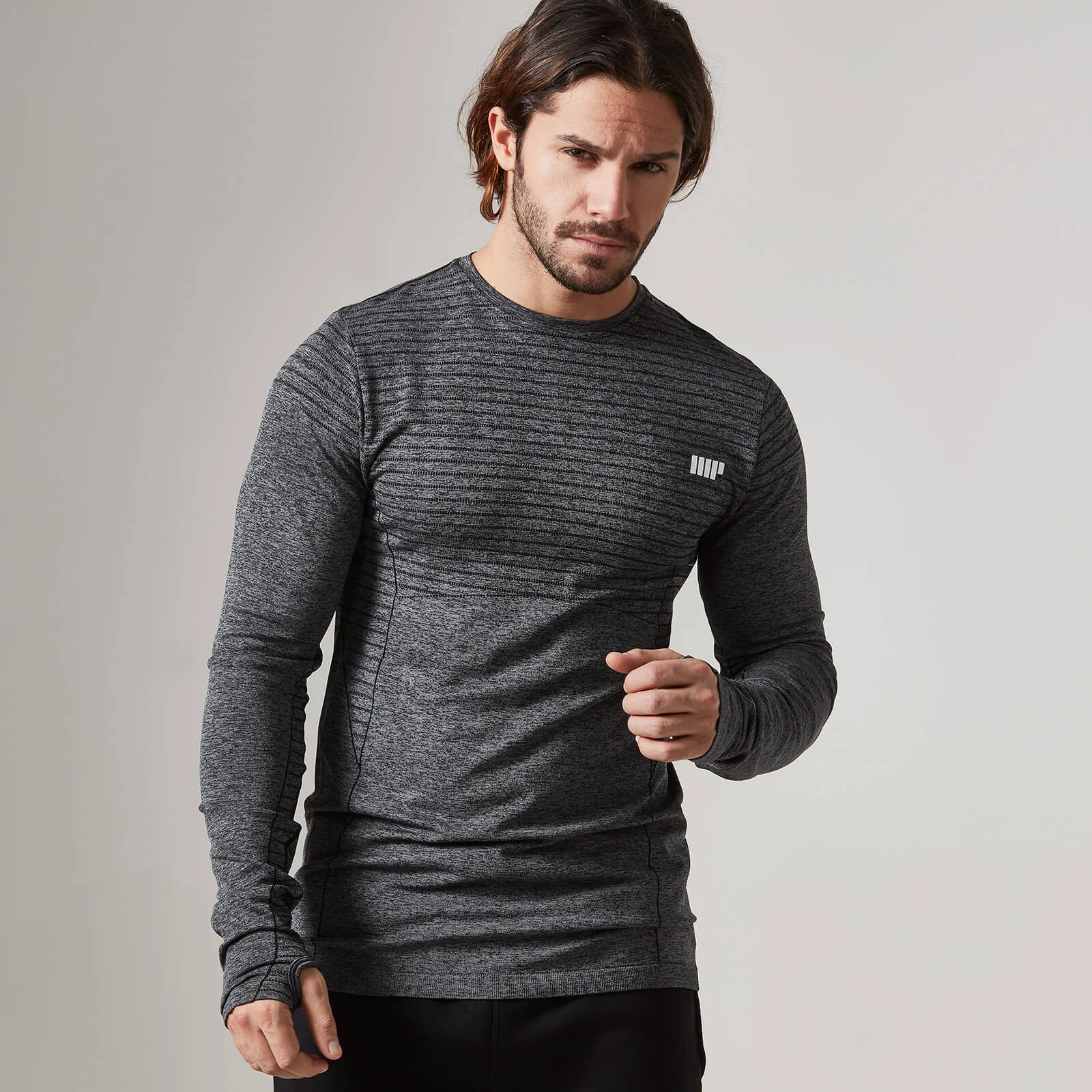 Myprotein Carve Seamless Long Sleeve T-Shirt - M - أسود الصورة 1