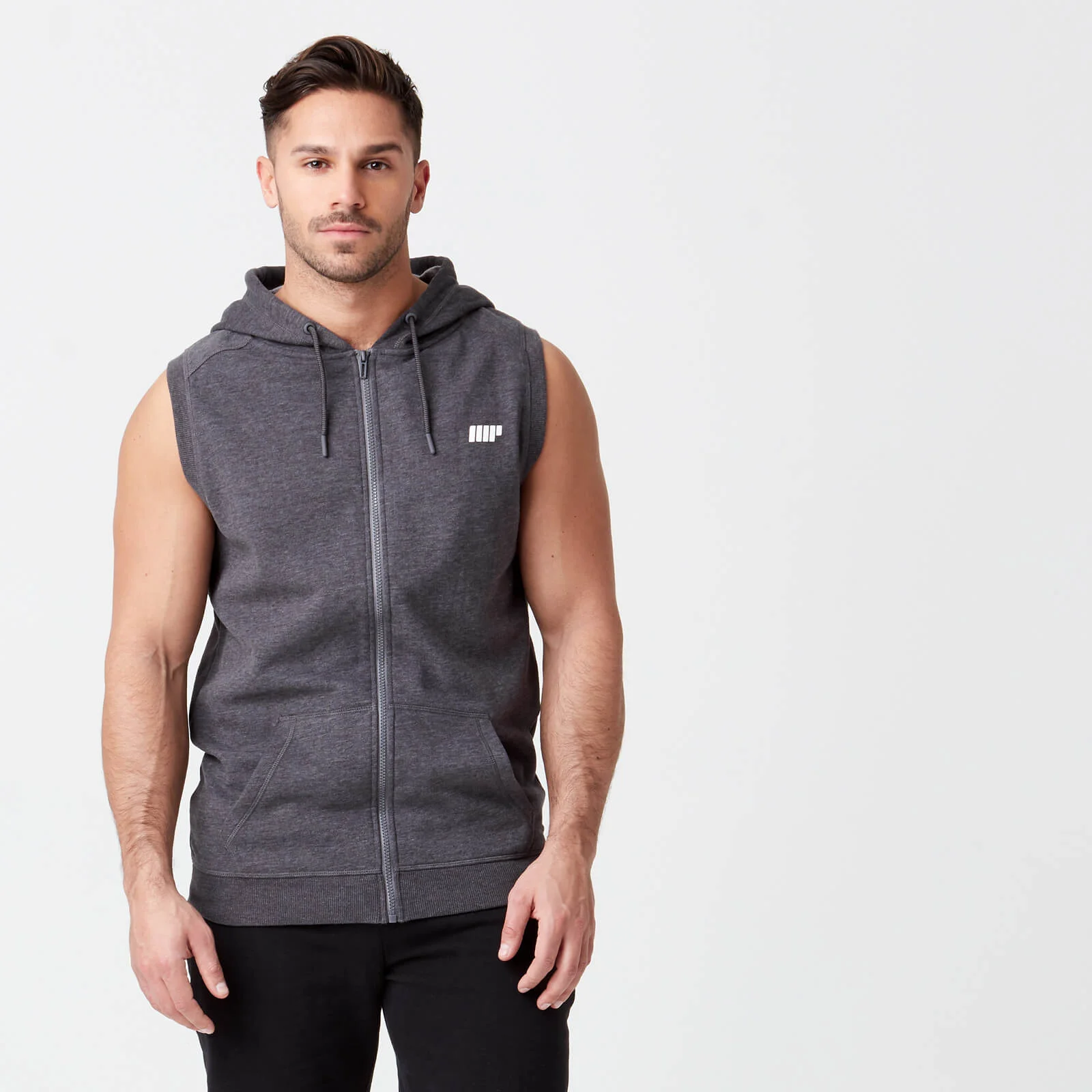 MP Men's Tru-Fit Sleeveless Hoodie - Charcoal - S الصورة 1