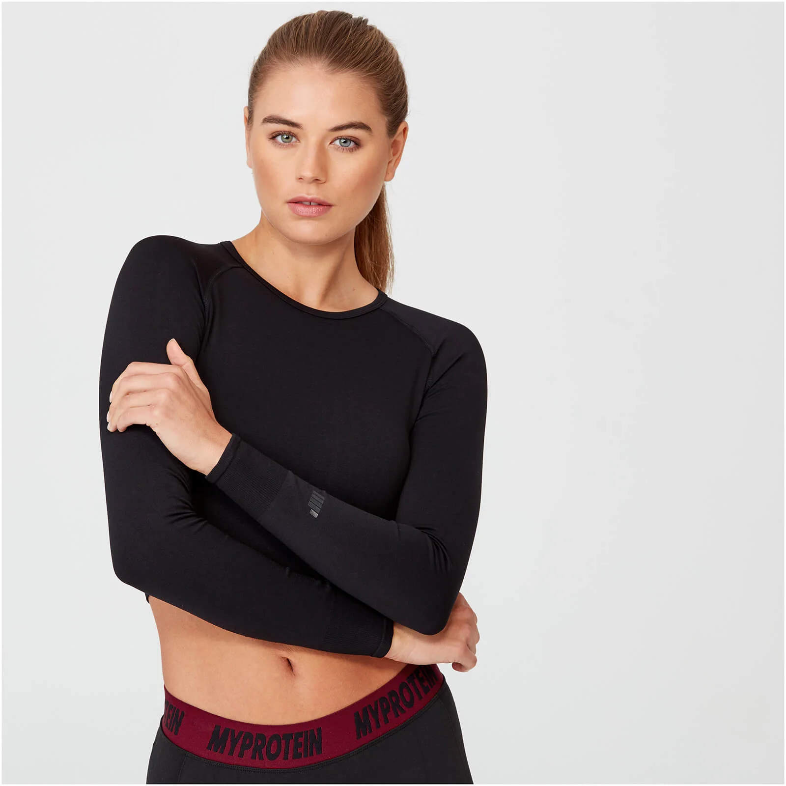 MP Women's Shape Seamless Crop Top - Black - XS الصورة 1