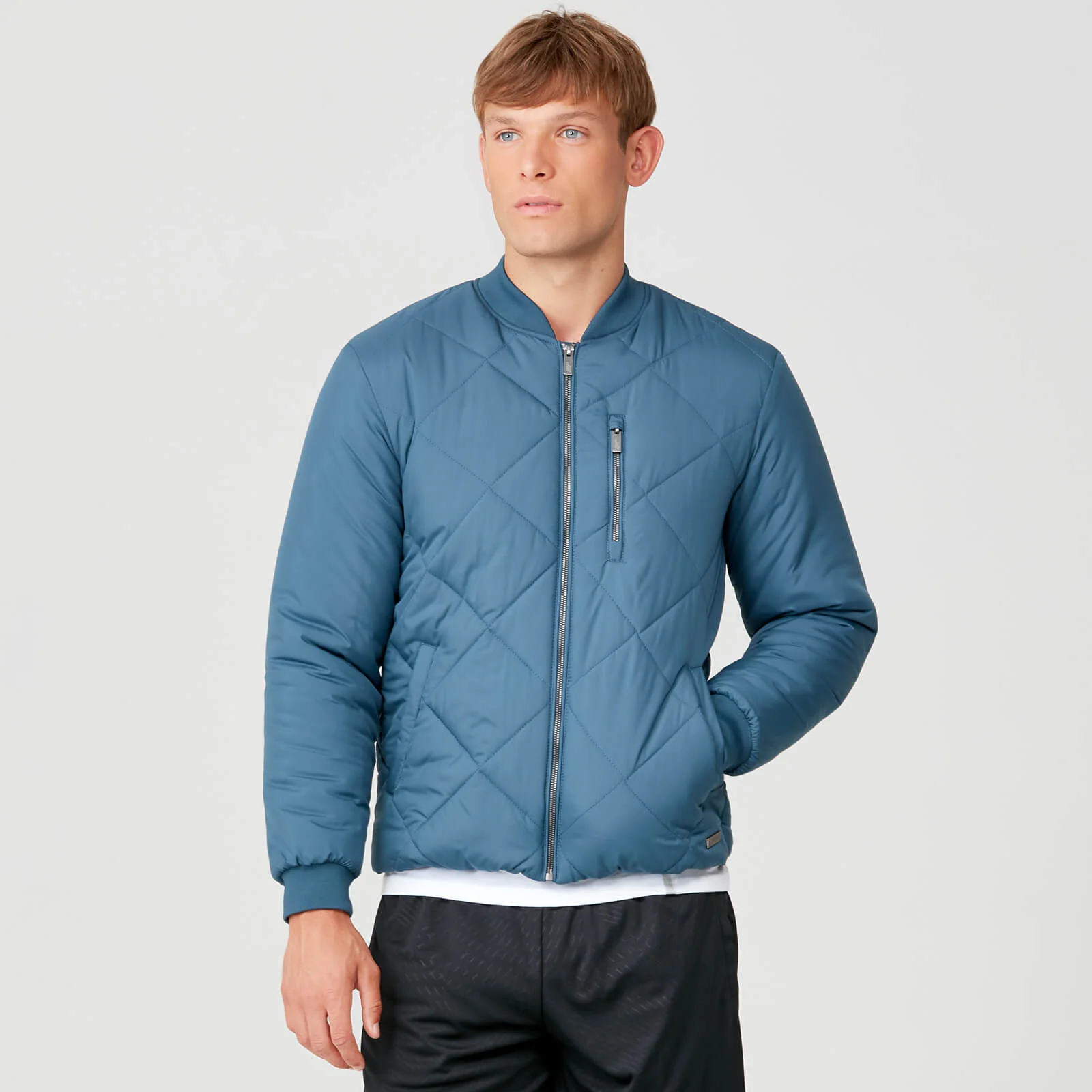 MP Men's Pro-Tech Quilted Bomber Jacket - Petrol Blue - XS الصورة 1