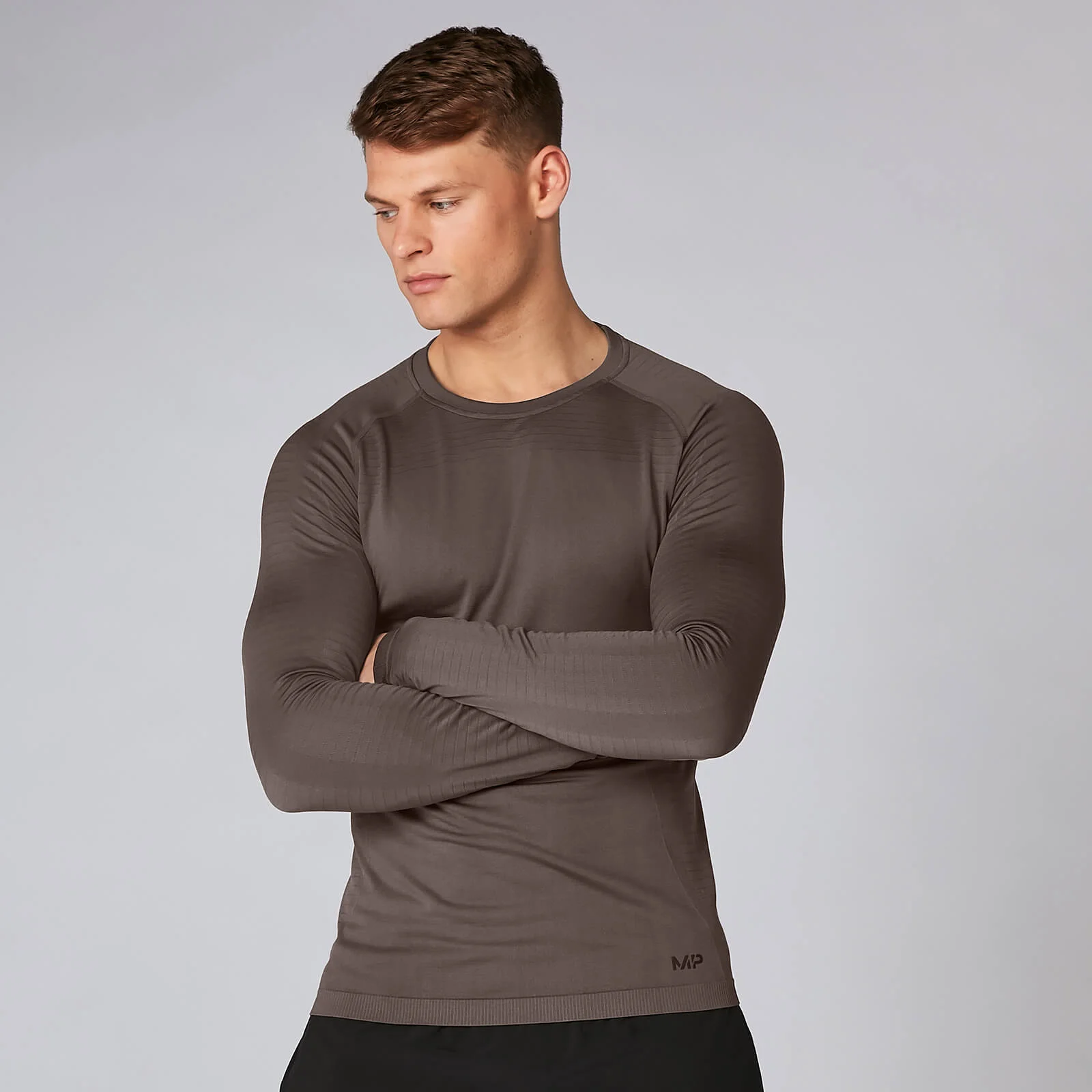 MP Men's Elite Seamless Long Sleeve Top - Driftwood - XS الصورة 1