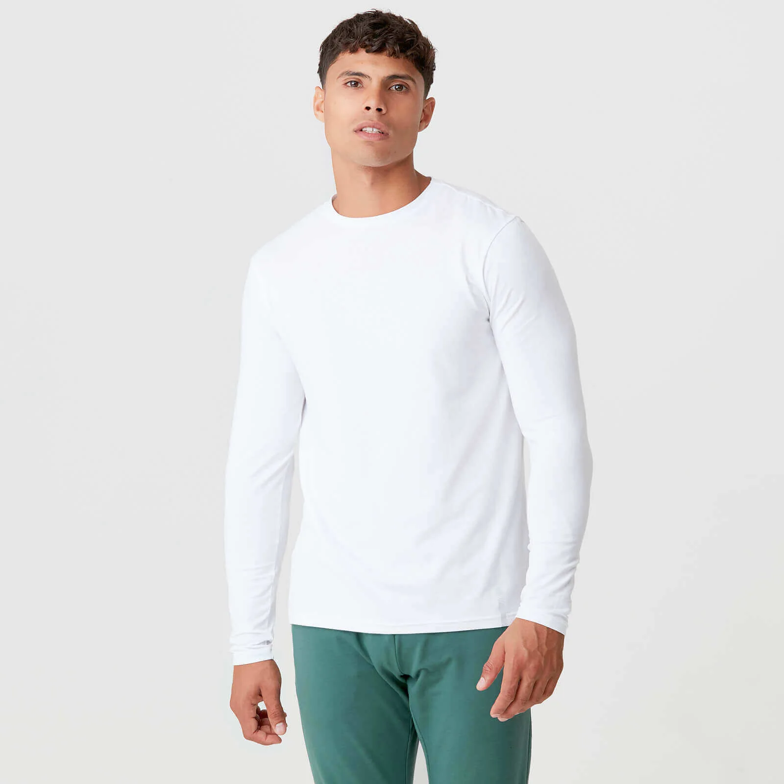 MP Men's Luxe Classic Long Sleeve Crew - White - XS الصورة 1