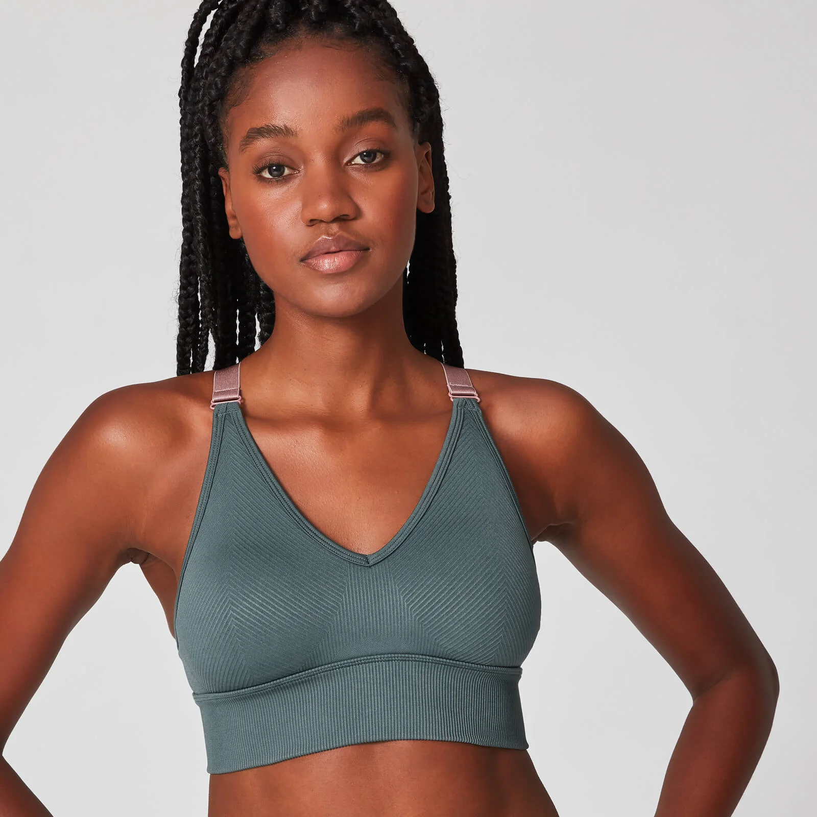 MP Luxe Ribbed Seamless Sports Bra - Castle Rock - XS الصورة 1