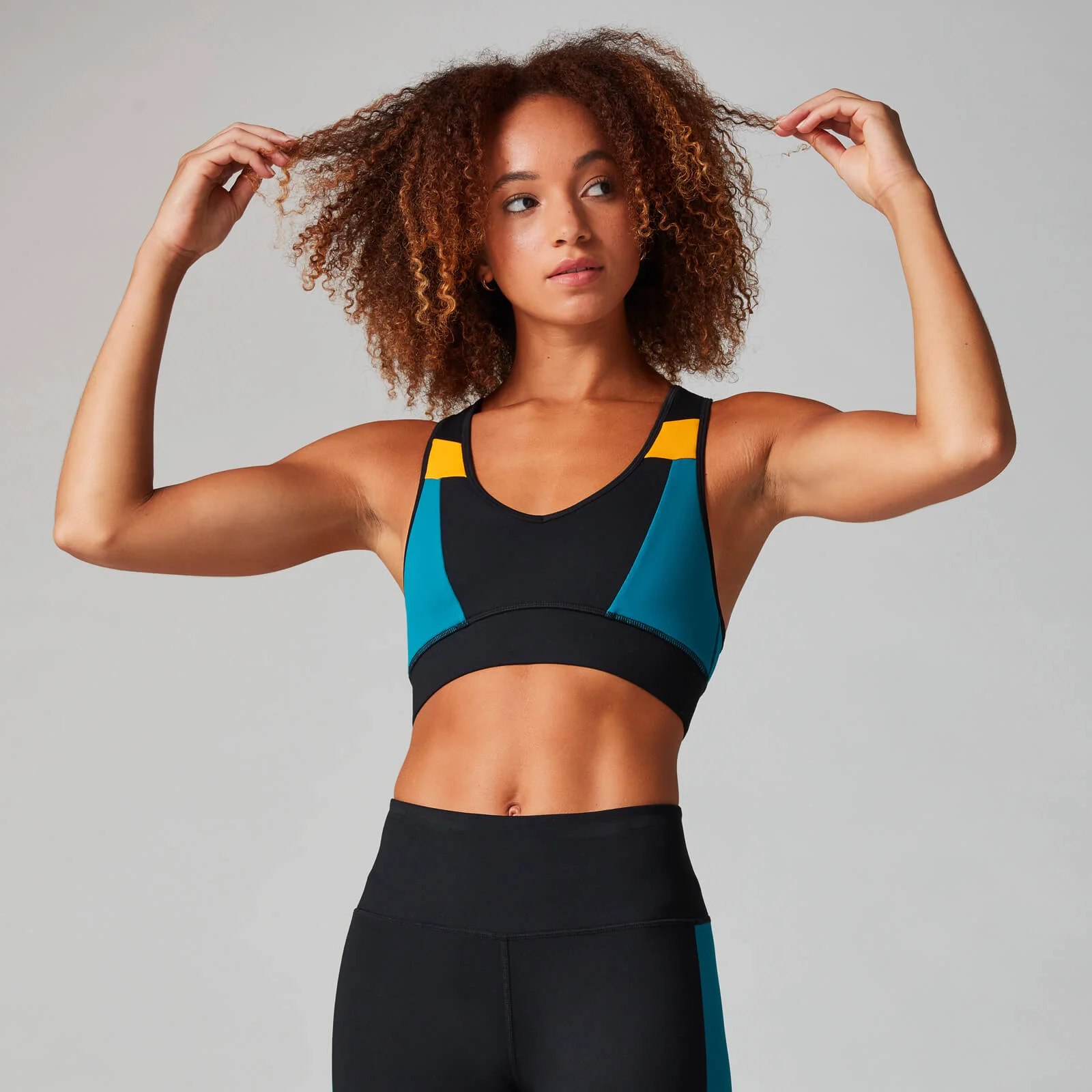 MP Women's Power Colour Block Bra - Black/Danger - XS الصورة 1