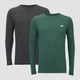 Myprotein Performance 2 Pack Long Sleeve T-Shirts - Charcoal Marl/Green Marl