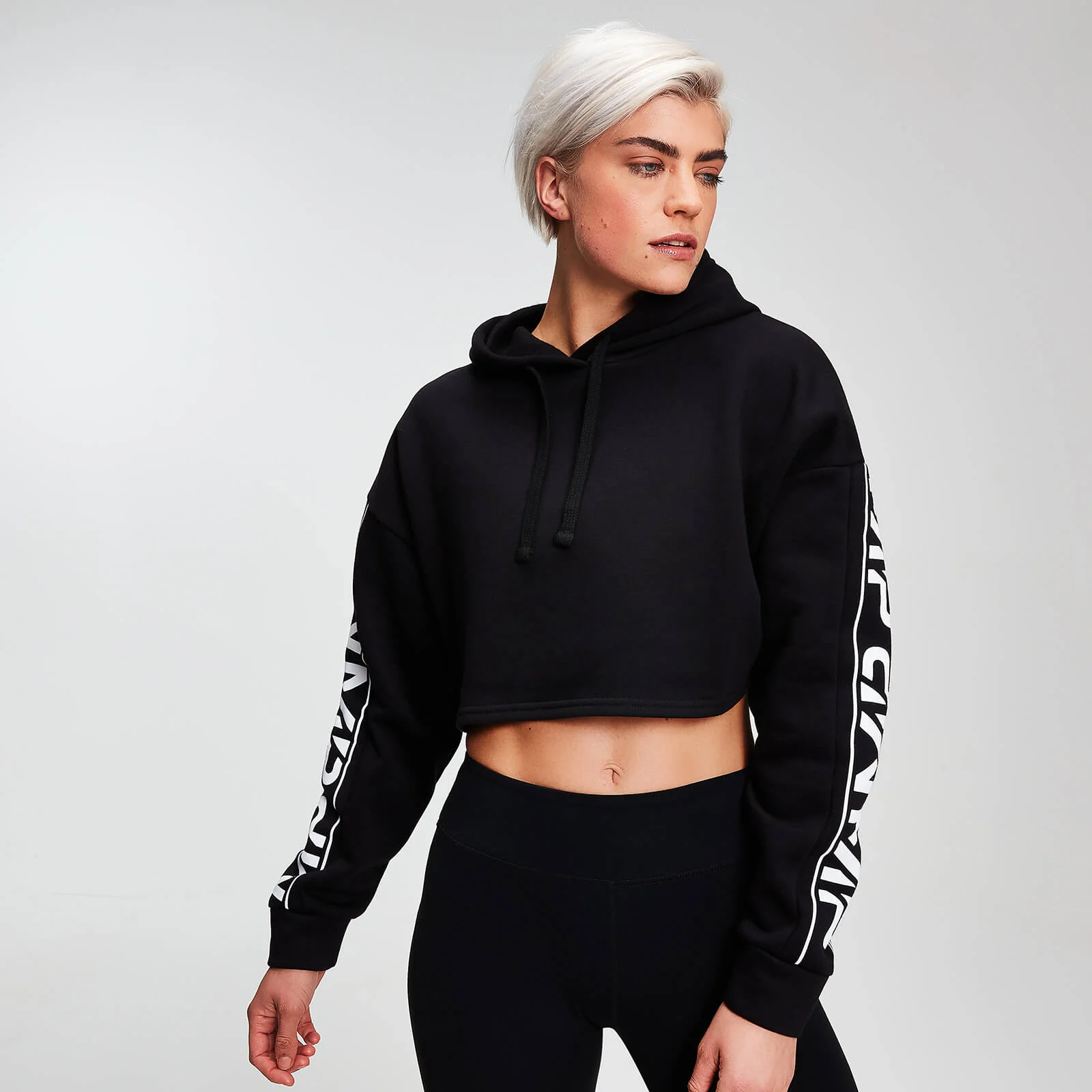 MP Women's Rest Day Logo Cropped Hoodie - Black - XS الصورة 1