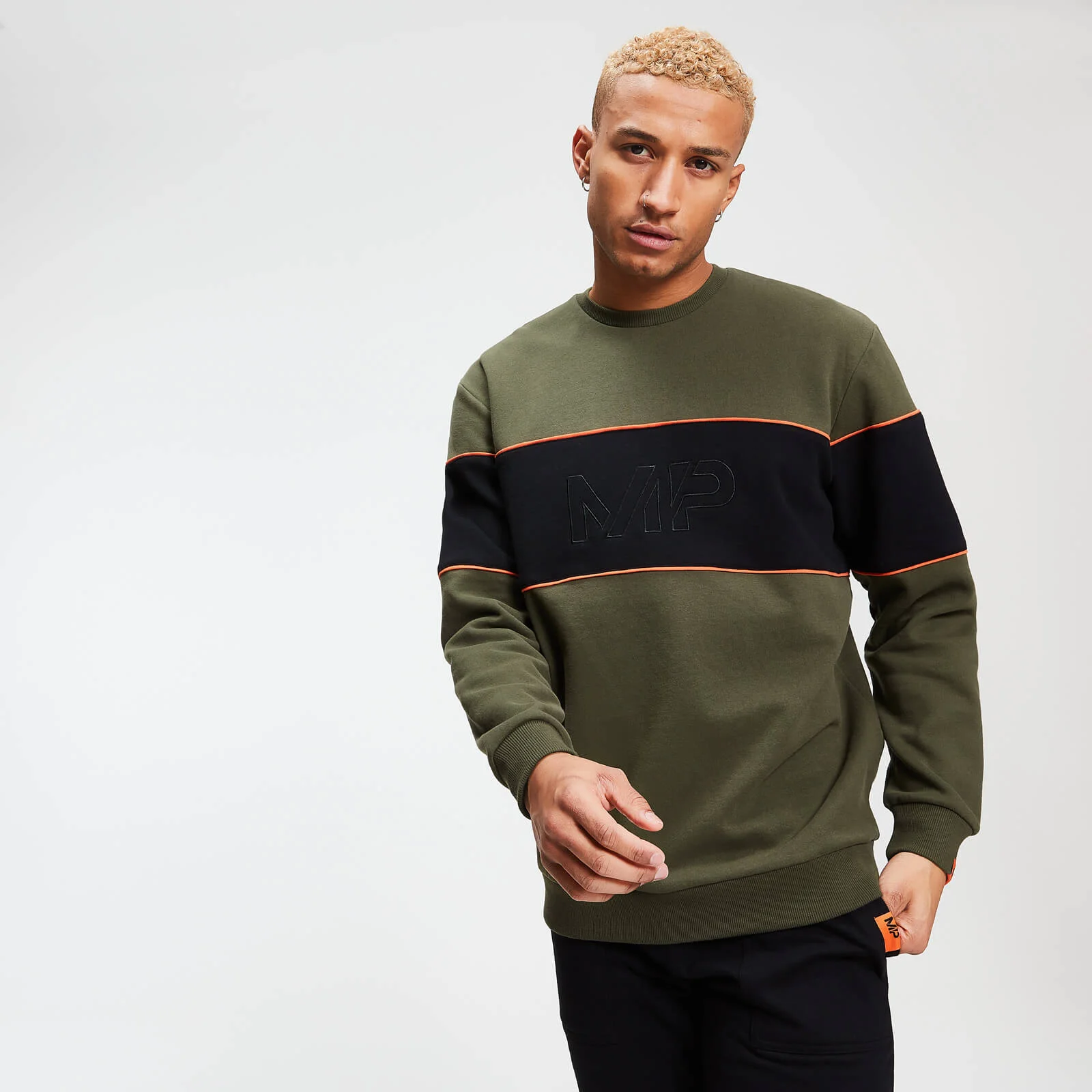 MP Men's Rest Day Stripe Sweatshirt - Army Green - XS الصورة 1