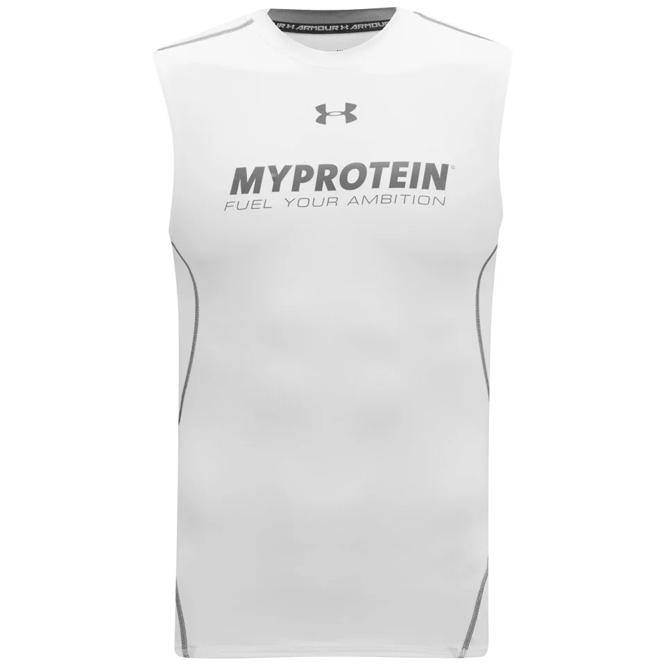 Myprotein Under Armour Men's HeatGear Sleeveless Compression Shirt - White الصورة 1