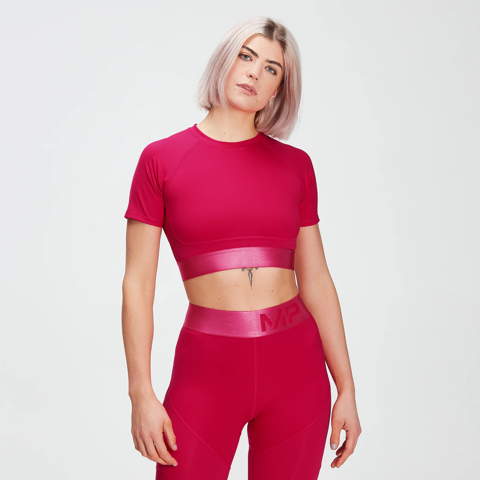 MP Women's Adapt Textured Crop Top- Virtual Pink - XXS الصورة 1