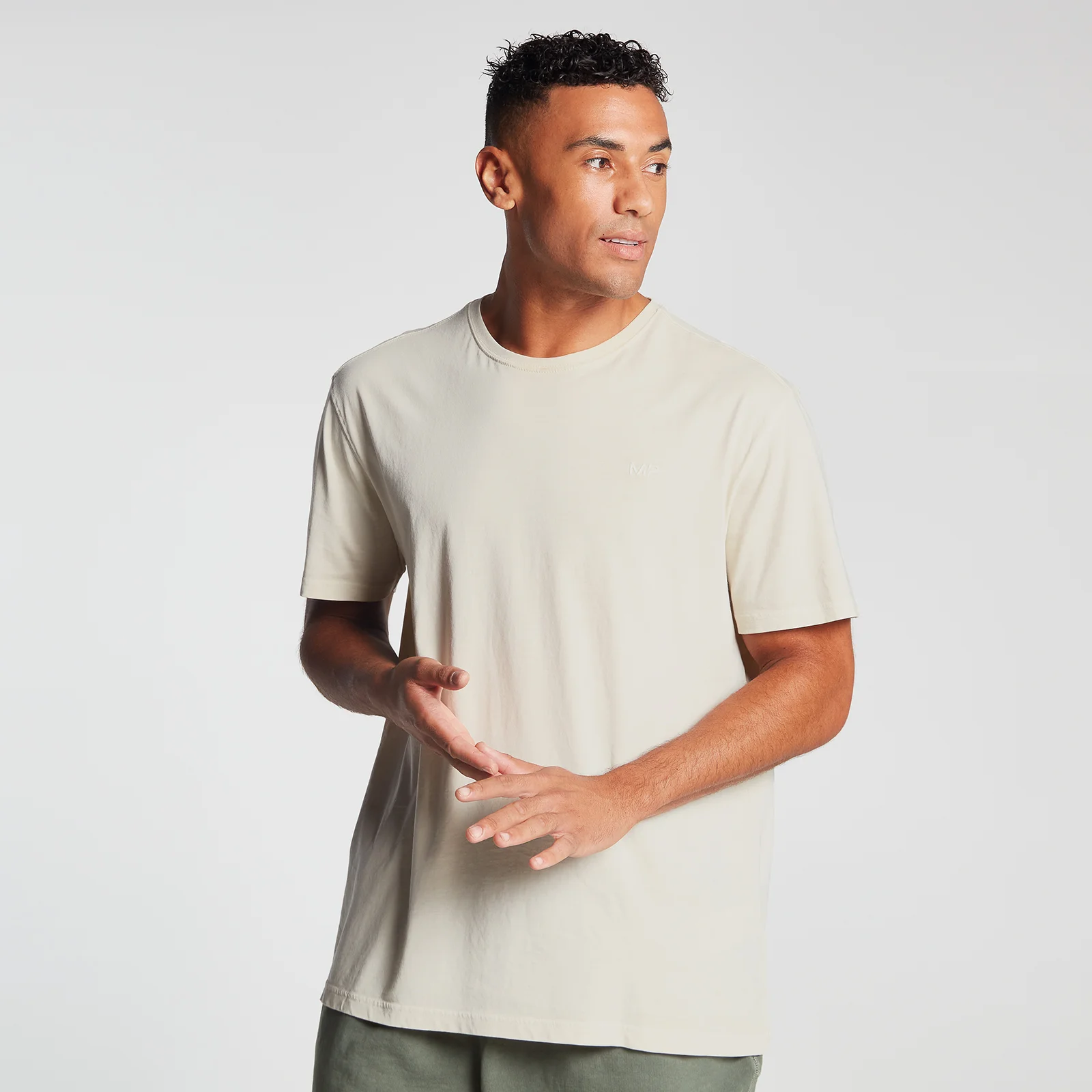 MP Men's Training Short Sleeve Oversized T-Shirt - Ecru - XXS الصورة 1