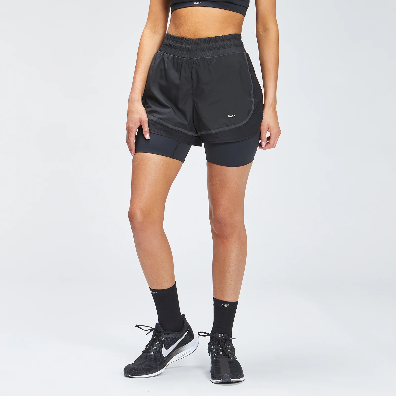 MP Women's Velocity Running Double Layer Shorts - Black - XXS الصورة 1