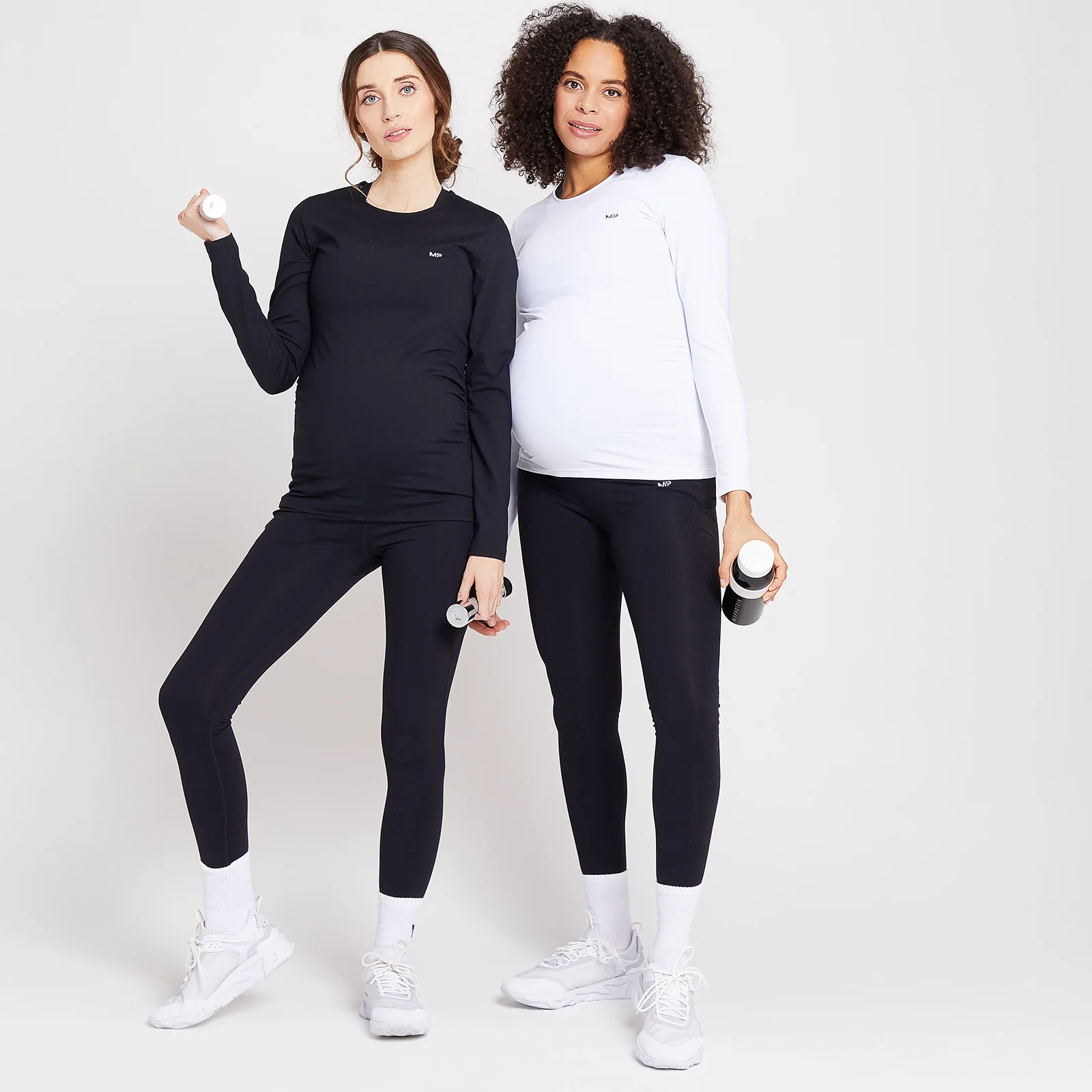 MP Women's Power Maternity Long Sleeve Top Multipack - Black/White - XXS الصورة 1