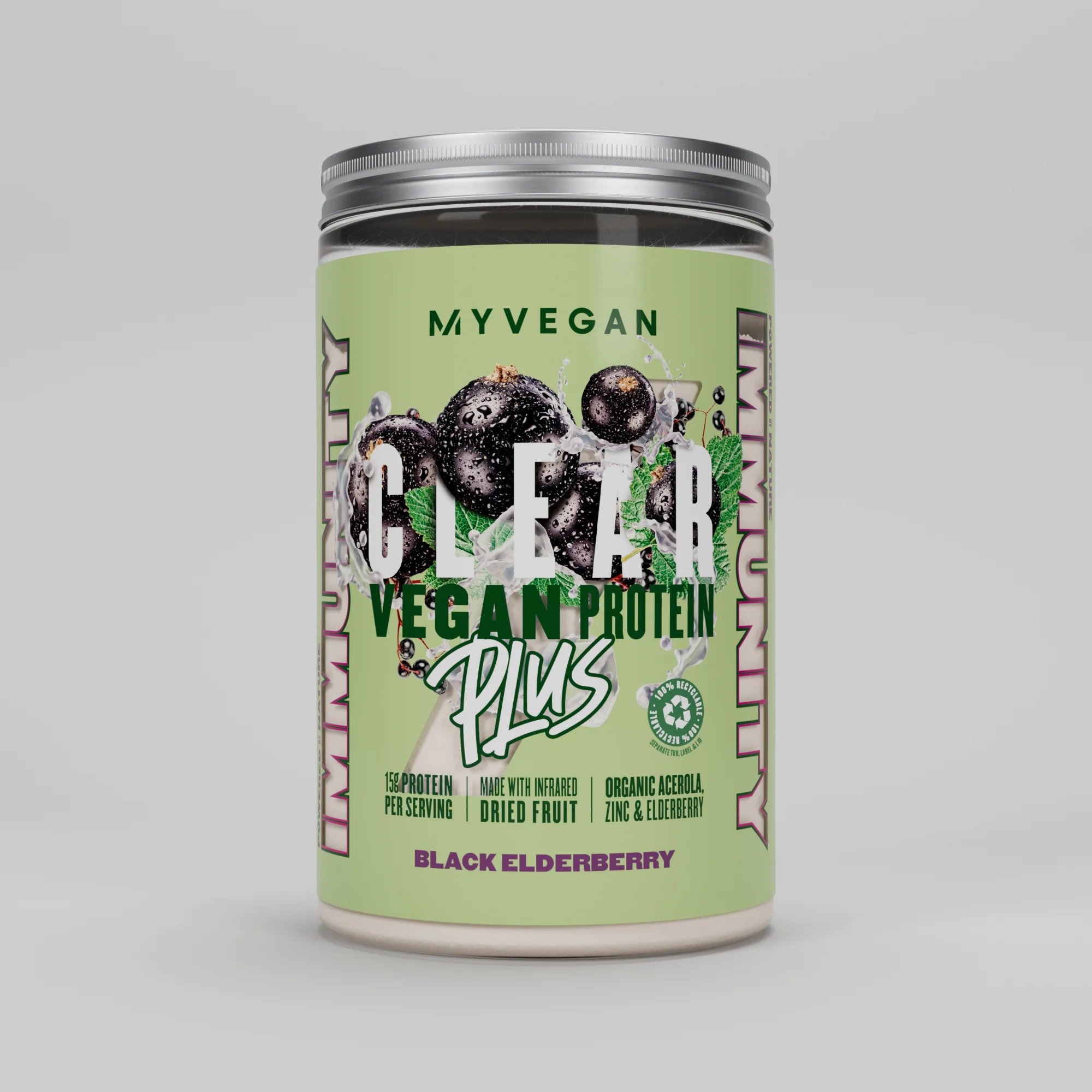 Myvegan Clear Vegan Protein PLUS Immunity (WE) - 375g - Elderberry الصورة 1