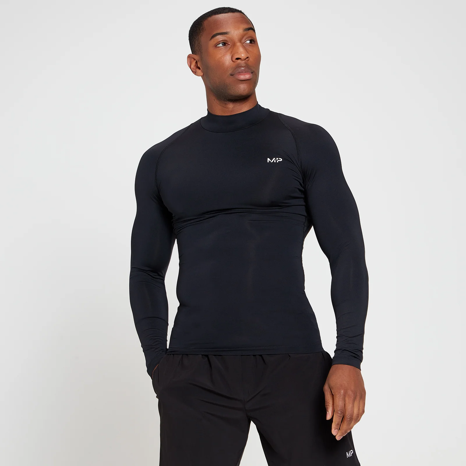 MP Men's Training Baselayer High Neck Long Sleeve Top - Black - XXS الصورة 1