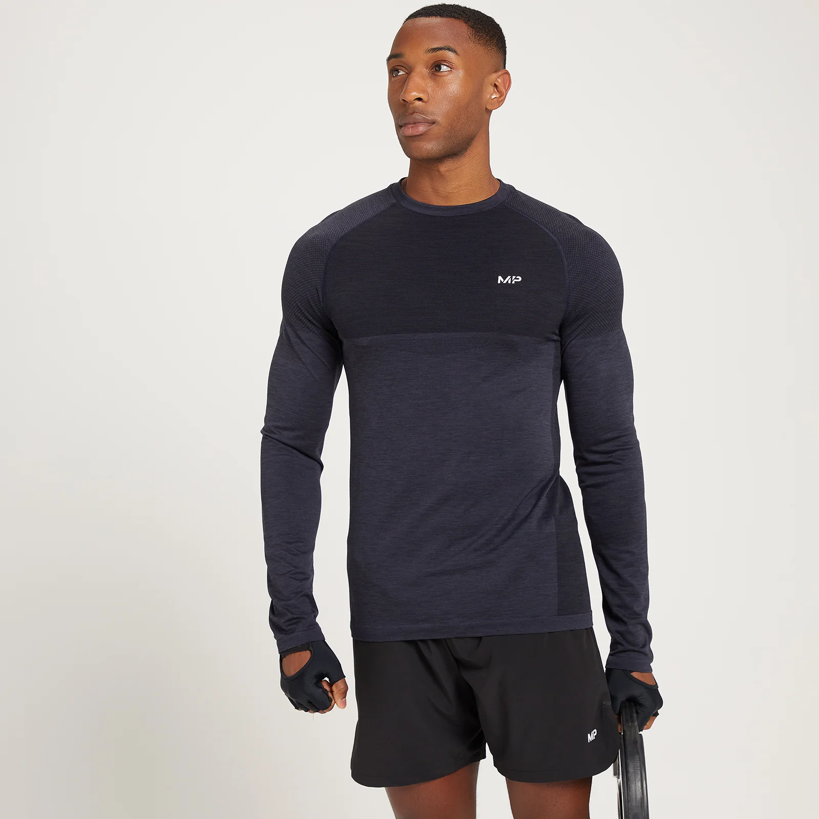 MP Men's Seamless Long Sleeve Top - Black Marl - XS الصورة 1