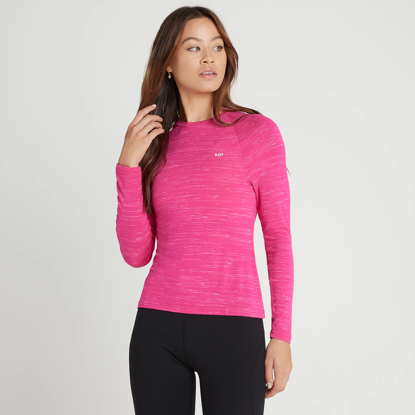 MP Women's Performance Long Sleeve Training T-Shirt - Magenta Marl/White Fleck - XXS الصورة 1