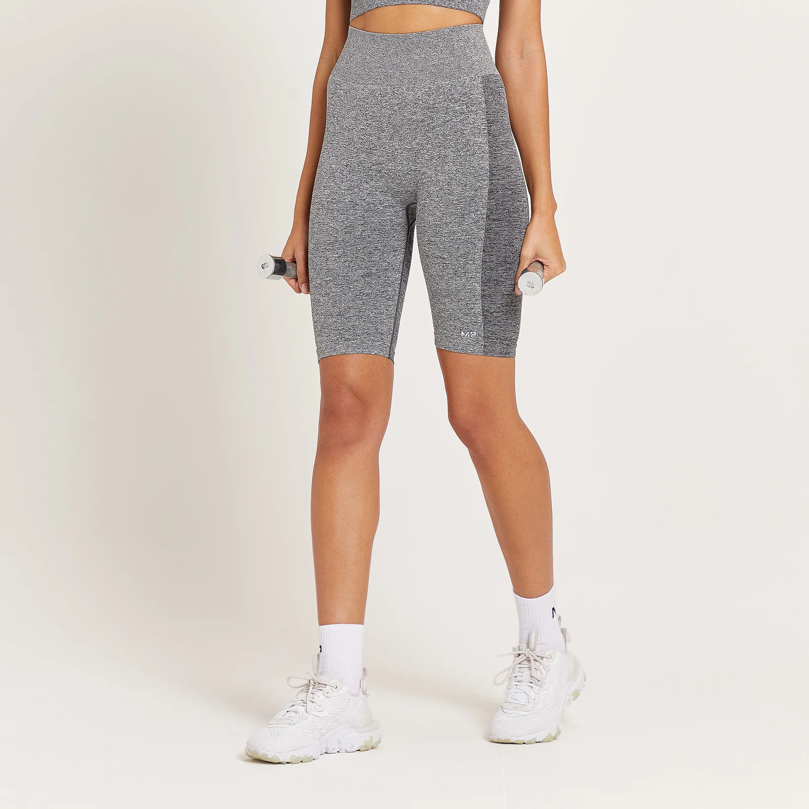 MP Women's Curve High Waisted Cycling Shorts - Grey Marl - XXS الصورة 1