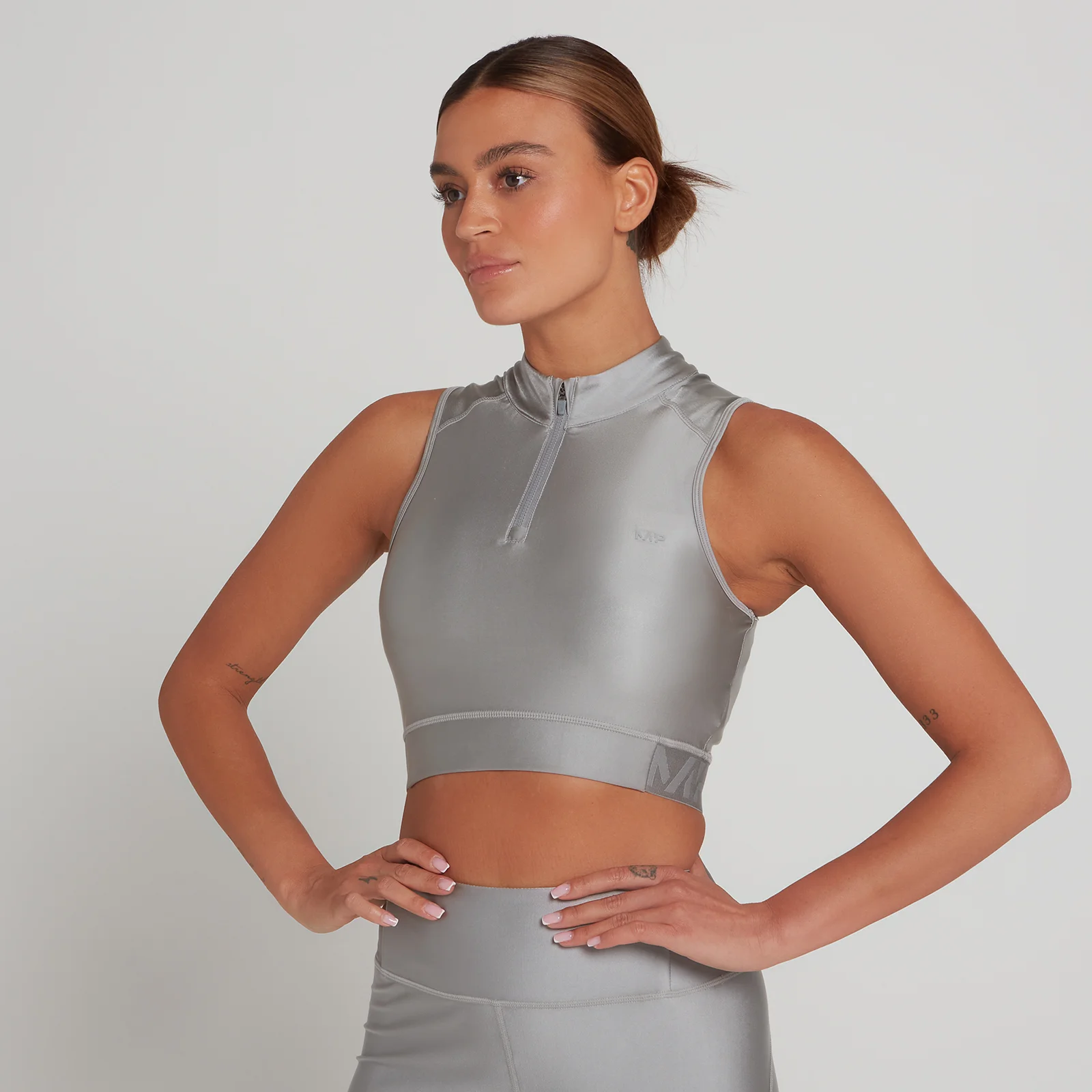 Limited Edition MP Women's Engage Crop Tank 1/4 Zip Top - Storm - XXS الصورة 1