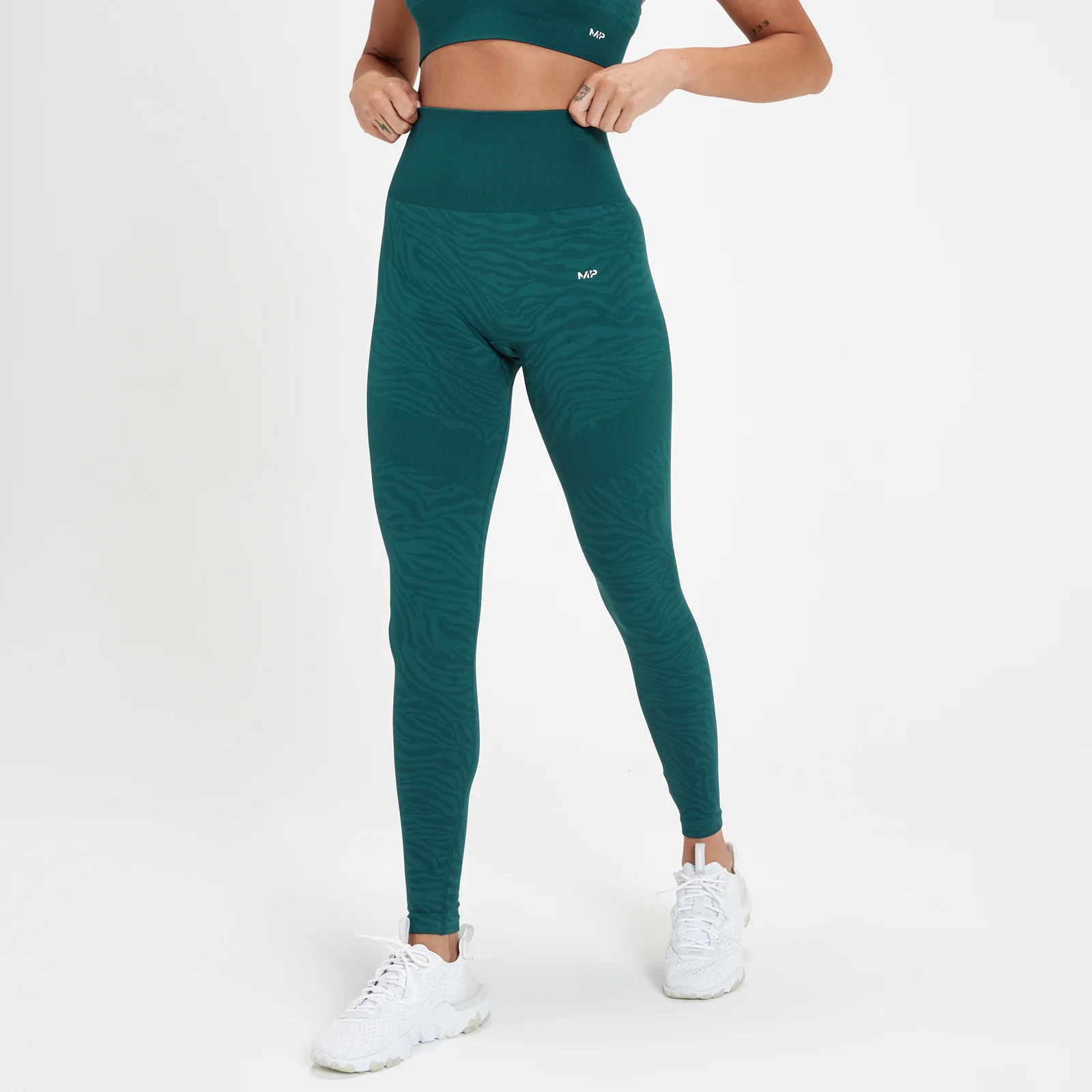 MP Women's Tempo Seamless Leggings - Deep Marine Blue Zebra - XXS الصورة 1
