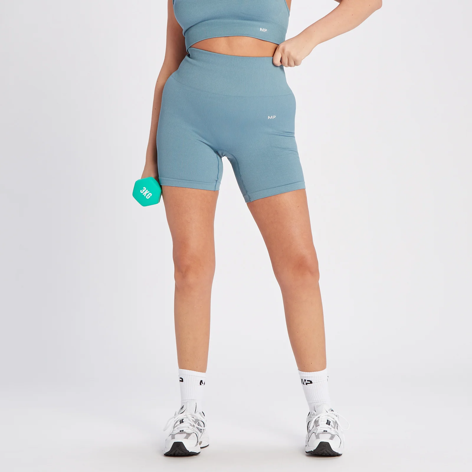 شورت Tempo Rib بدون خياطة للنساء من MP - أزرق جرافين - L الصورة 1