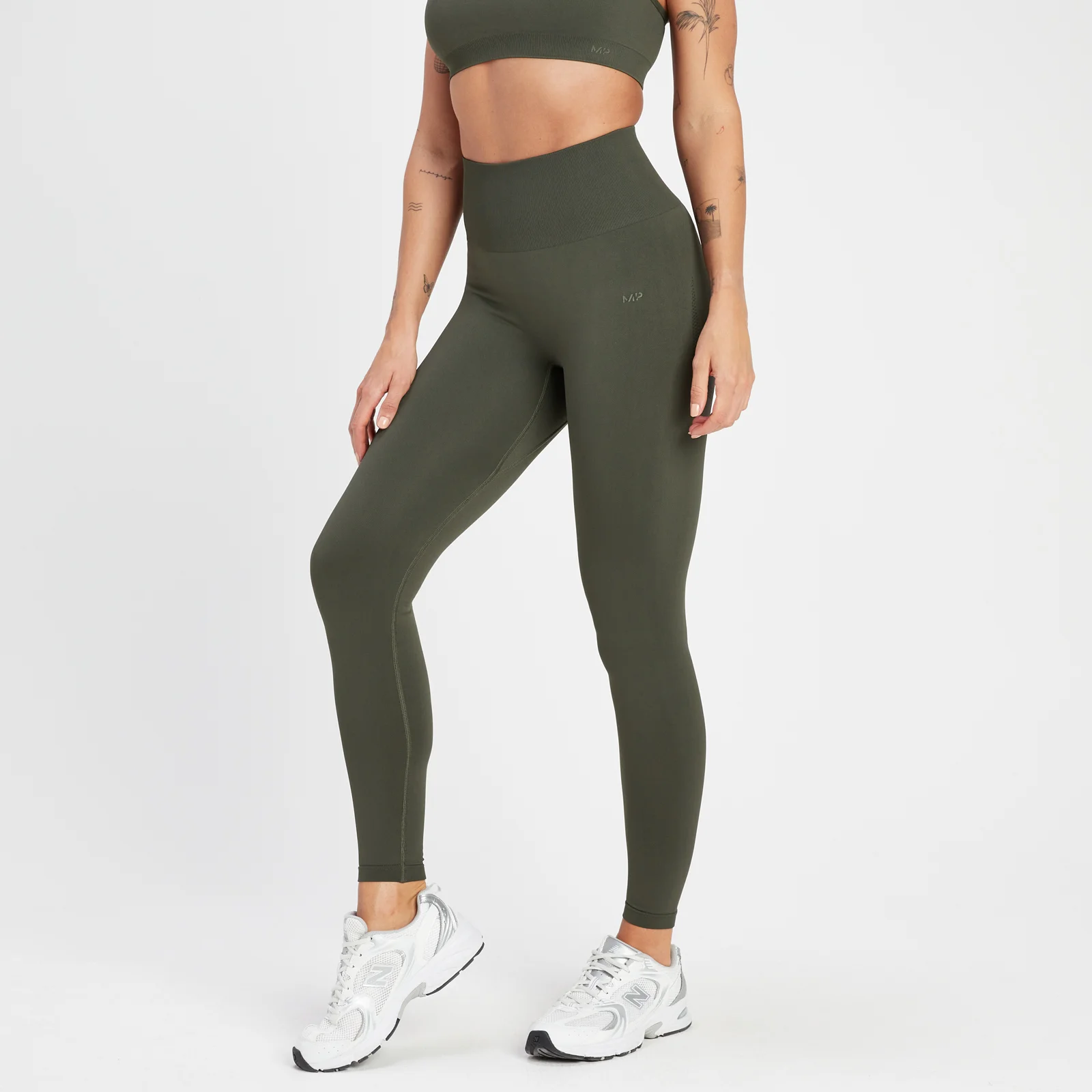 بناطيل Rest Day Seamless الضيقة للنساء من MP - باللون الأخضر المائل للرمادي - XS الصورة 1