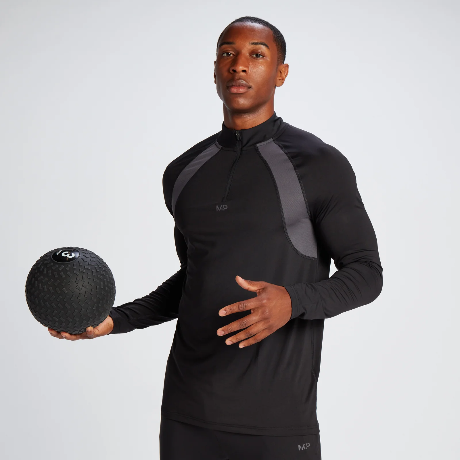 قميص Tempo بسحّاب قصير بربع طوله من MP للرجال - لون أسود - XXS الصورة 1