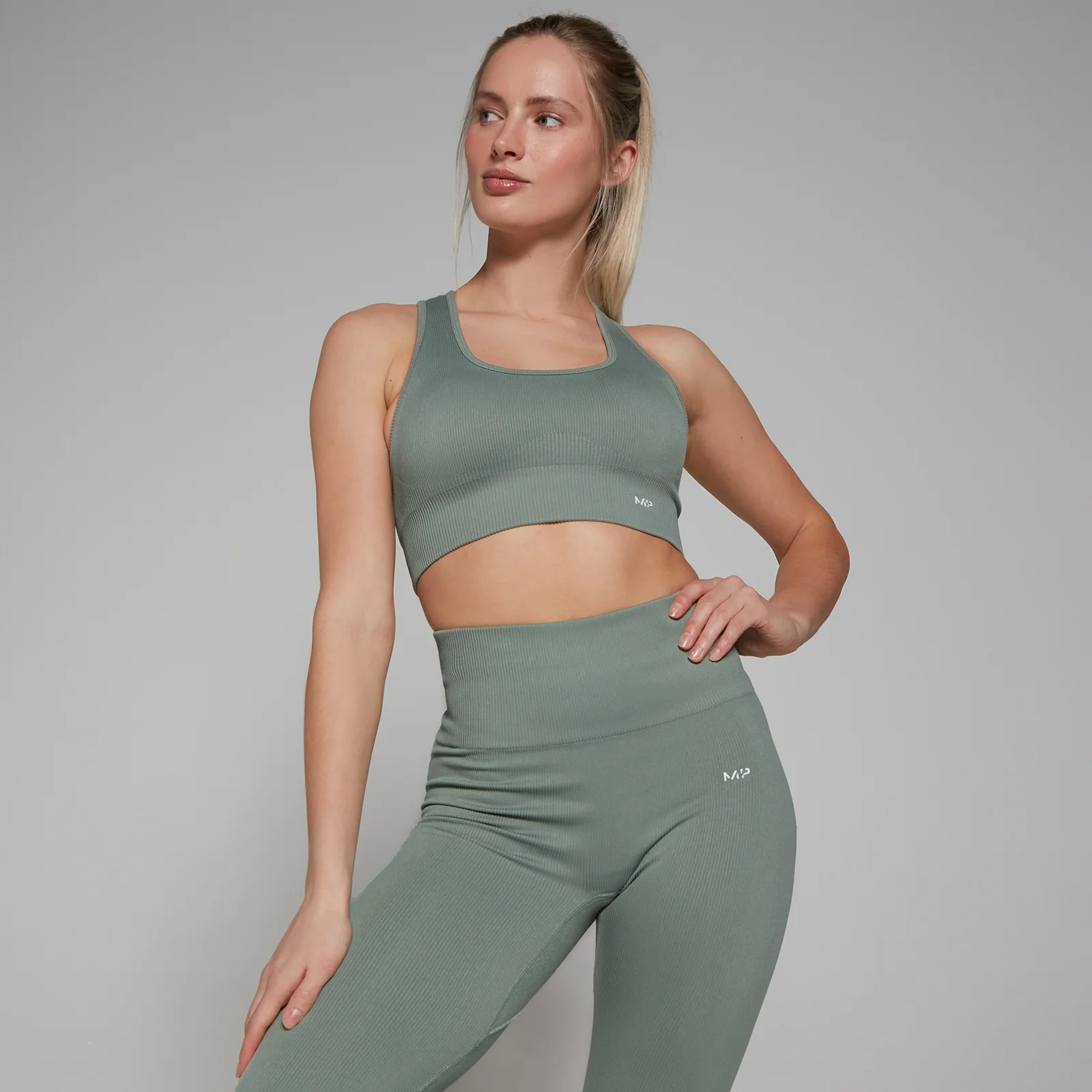 MP Women's Tempo Rib Seamless Bra - Sage Grey - XS الصورة 1