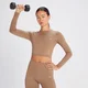 كروب توب Shape بكمّين طويلين وبدون درزات خياطة من MP للسيدات - لون بني مائل للبرتقالي