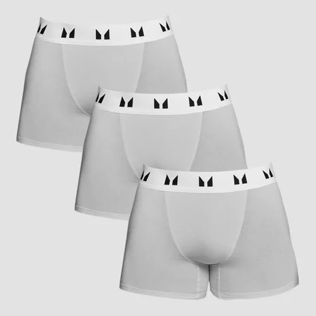 Men's Cotton Boxers (3 Pack) - Grey Marl/White