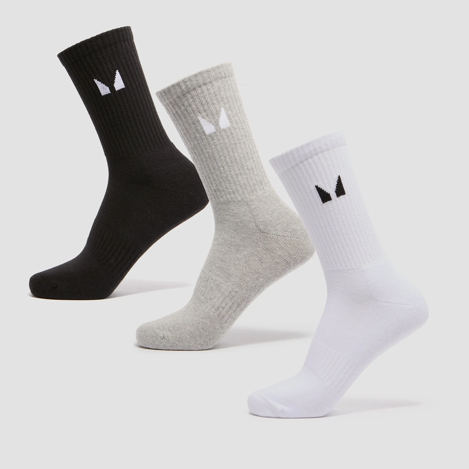 MP Unisex Crew Socks (3 Pack) - White/Black/Grey Marl - UK 6-8 الصورة 1