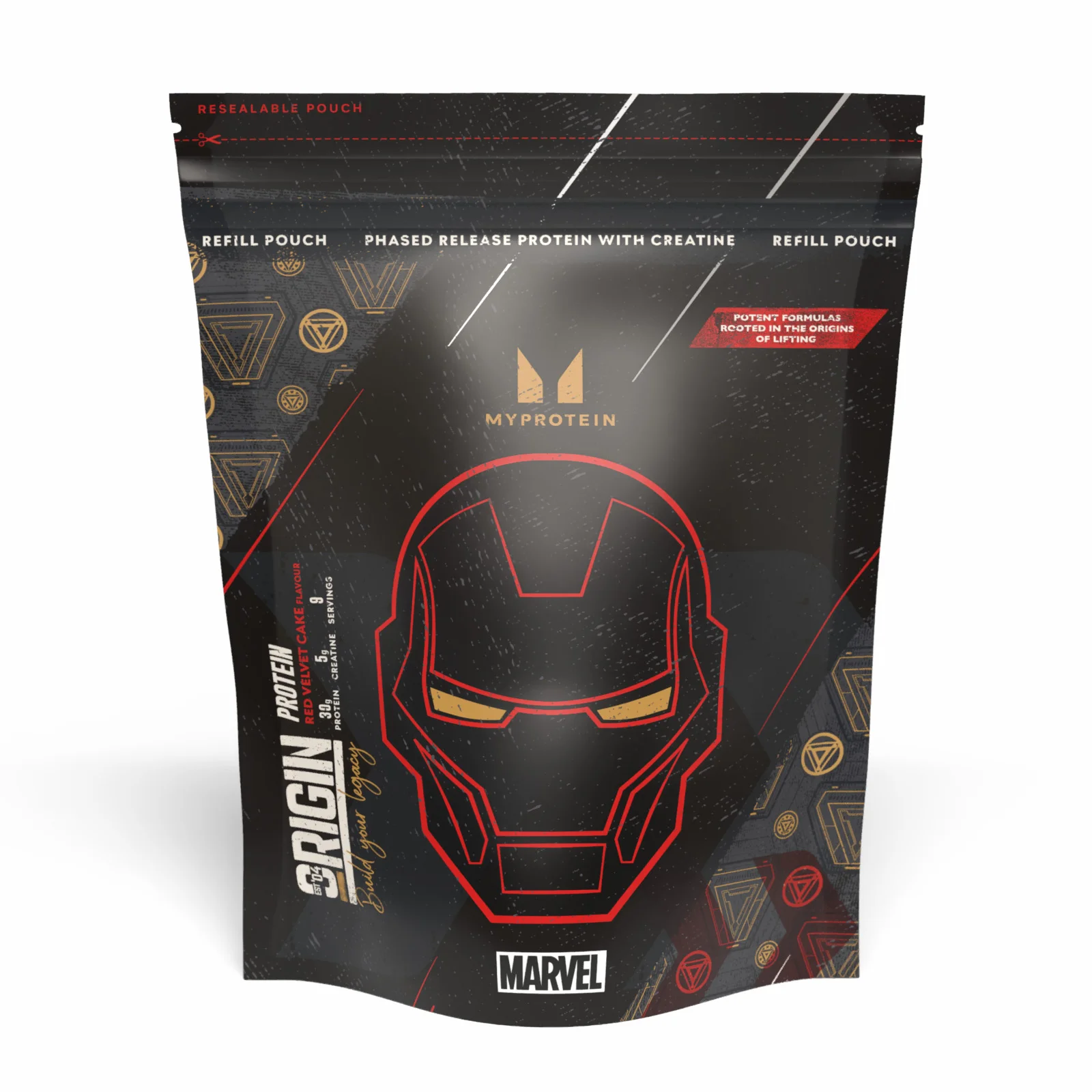 Myprotein Origin Protein (WE) - 9حصة - MARVEL Iron Man - Red Velvet Cake الصورة 1