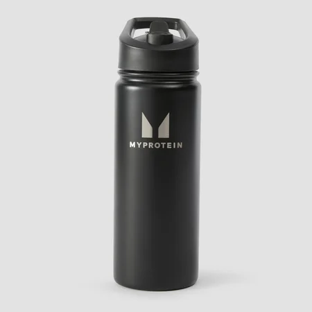 زجاجة معدنية مُعاد تدويرها مزودة بماصة منبثقة بسعة 500 مل من Myprotein - لون أسود
